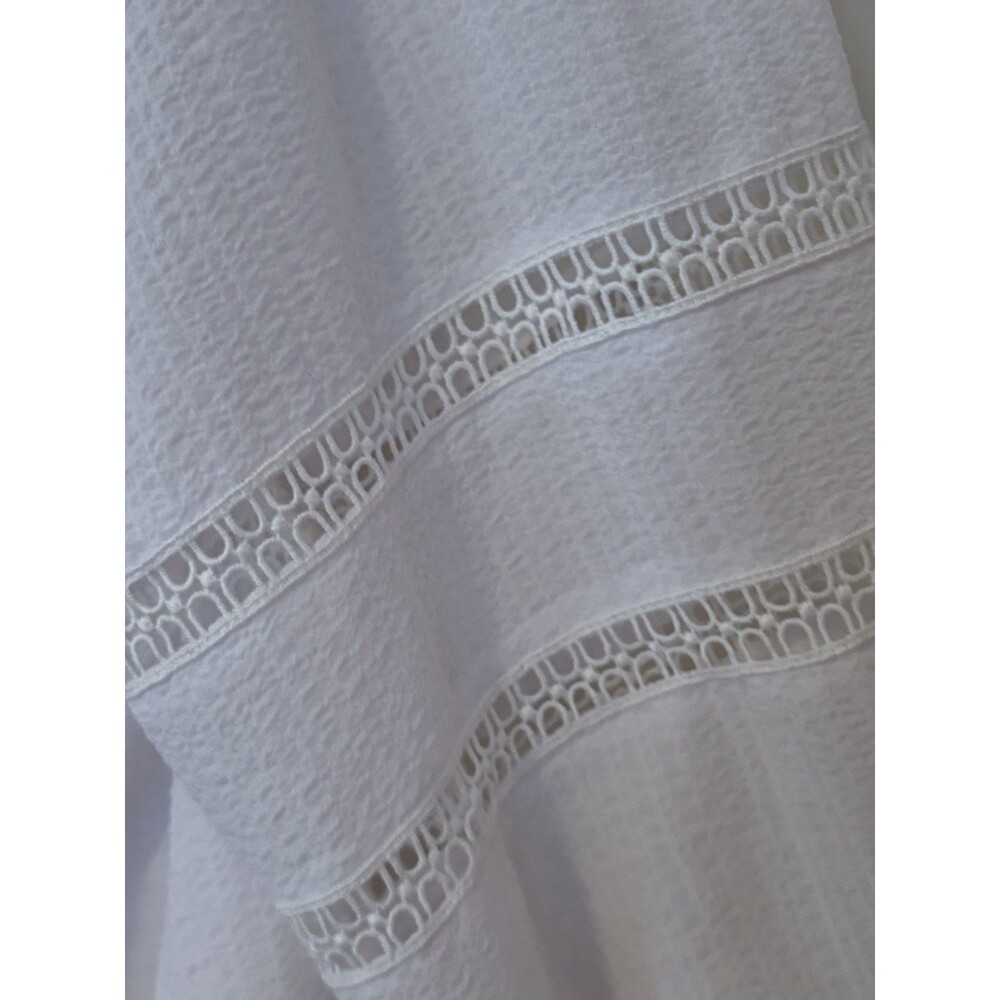 MICHAEL KORS White Cotton Short Sleeve Lace Up Eyelet Peasant Blouse Top L - Picture 4 of 8